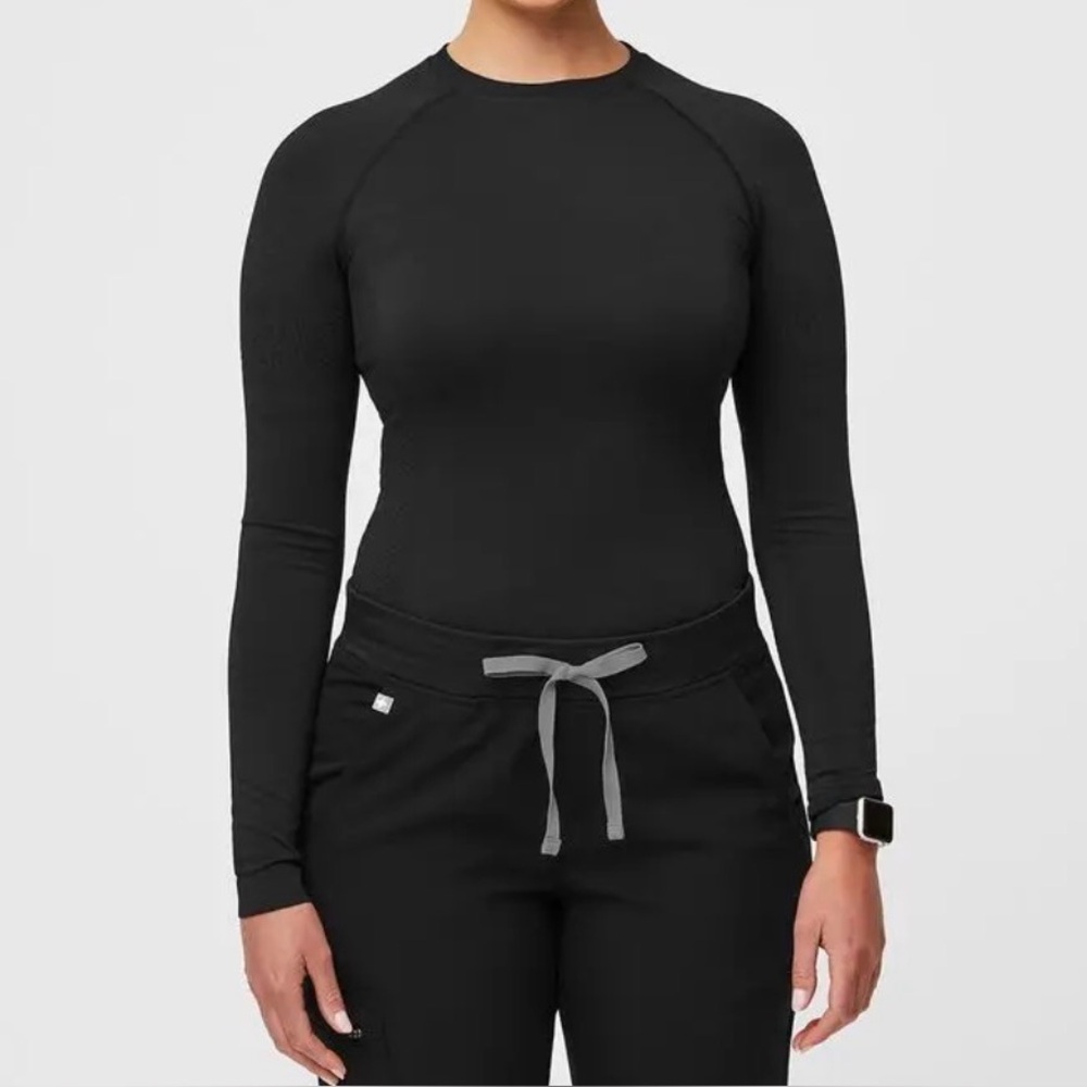 Figs Women's Classic Black Long Sleeve tight top